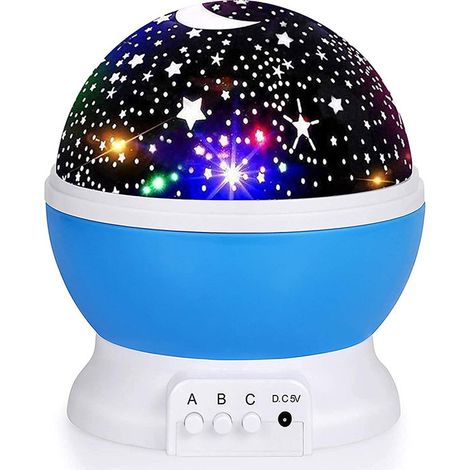 MIMOSON-Veilleuse pour enfants Projection Lumière 360 ° Rotation Romantique Étoile Bébé Veilleuse Lampe De Chevet Lumière D'ambiance (Bleu) (1/5)