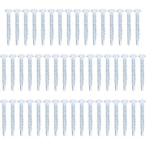 50 vis autoperceuses en acier galvanisé, tête fraisée cruciforme 4.2x32mm, lot de 50 pièces pour métal (1/5)