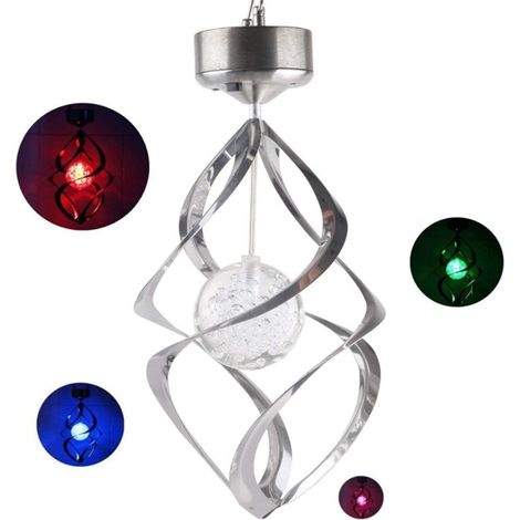 Solarbetriebene LED-Außenleuchte aus Edelstahl, drehbare hohle Acrylkugel, wasserdichter Kronleuchter für Garten oder Terrasse (Kristall-Windspielleuchte, Solar-Windspielleuchte) (1/4)