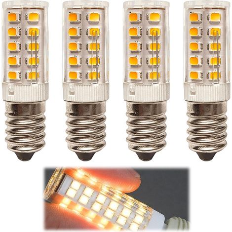 4Pcs Ampoule E14 Blanc Chaud Sans Scintillement, 3W 300lm Équivalent 40W,Ampoule Petit Culot à Vis 3000K, Ampoule E14 LED, Ampoule LED E14 Blanc Chaud Hotte Aspirante,Four, Base en Céramique