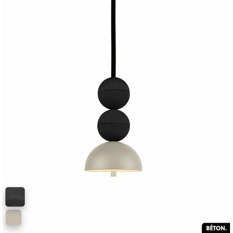 Lampe de suspension en béton - BOSFOR CONCRETE NOIR - PEYOTE 2 BALLES LED 14W (1/3)