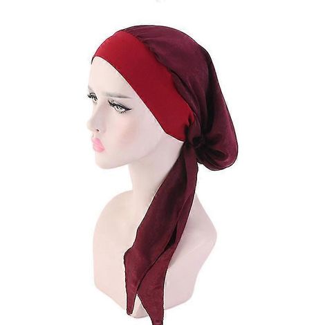 Kopftuch für Frauen bei Krebs, Chemotherapie, Haarausfall, Mütze, Turban, vorgebundenes Kopftuch, Bandana, Neu (D) (1/5)