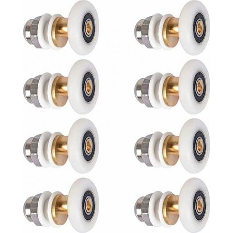8 Pièces Roulette Porte Douche, Roulettes de Porte Coulissante Cabine de Douche Porte Poulies Roue de Rechange pour Rouleau avec Diamètre de Roues 25mm (1/5)