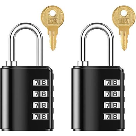 Lot de 2 cadenas à code ORIA - Récupération de mot de passe - Noir (1/4)