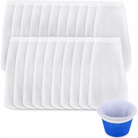 20 PCS Chaussettes de Skimmer,Chaussettes Skimmer Piscine pour Skimmer de Piscine Hors Sol en Maille Ultra Fine Réutilisable Attrape Feuilles Cheveux et Écume Accessoire Élastique pour Filtre Skimmer. (1/5)
