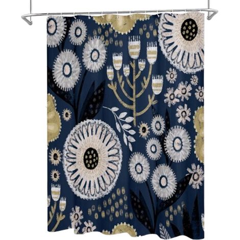 Duschvorhang Schimmelresistenter Duschvorhang Moderner, abstrakter Blumenduschvorhang Antibakteriell Waschbares Polyester Wasserdicht für Badezim (1/5)