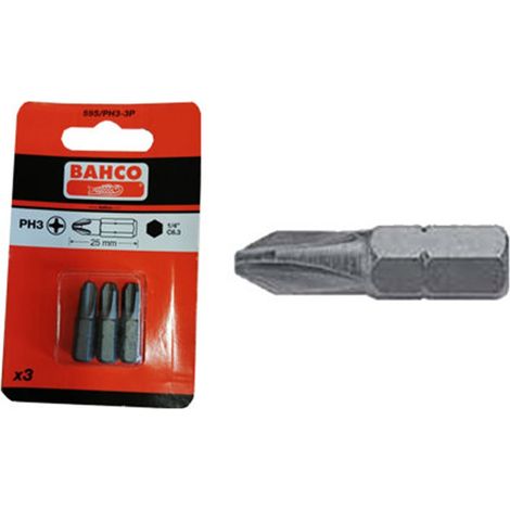 Embout Phillips BAHCO PH3x2559S/PH3-3P Blister 3 Unités
