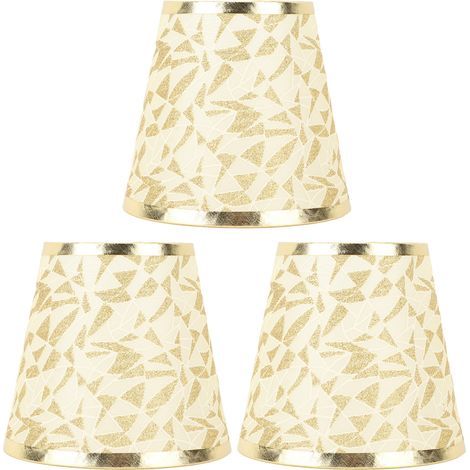 Clip-on fabric lampshade, modern barrel design, fabric lampshade for E14 bulb, wall light, 3 pieces, gold (1/5)