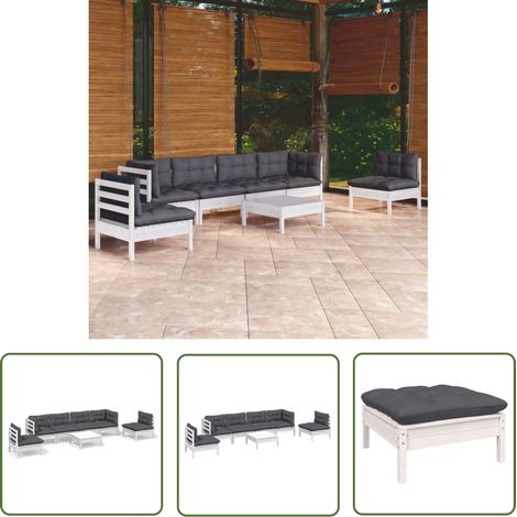 The Living Store 7-tlg. Garten-Lounge-Set mit Kissen Kiefer Massivholz - Gartenzubehör - Gartenmöbel - Lounge Set - Kiefernholzmöbel - Outdoor Möbel (1/5)