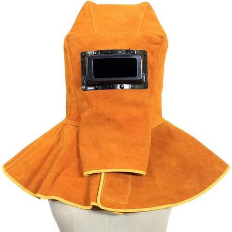 Schweißermaske aus Leder automatisch farbwechselnder Sonnenschutzfilter Schweißermaske Schweißhelm Schutzausrüstung Arbeitsmütze mit Nacken und