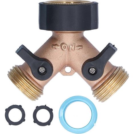 3/4-Zoll-Schlauchverteiler, 2-Wege-Y-Ventil, Wasserhahn-Messingrohr-Anschlussadapter mit Gummidichtung