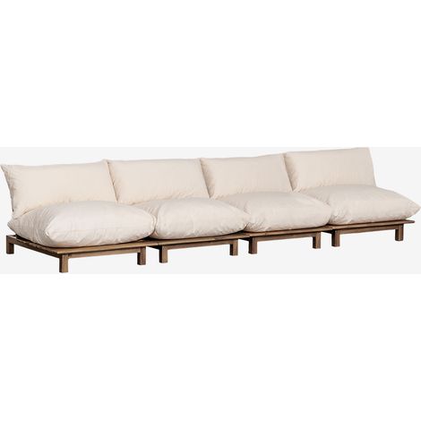 SKLUM Modulares 4-teiliges Sofa aus Akazienholz Brina Creme-Beige                                  