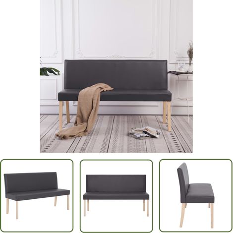 The Living Store Banc 139,5 cm Gris Similicuir - Banc Coffre - Banc Moderne - Banc Salle À Manger - Banc Entrée - Meuble Rangement (1/5)