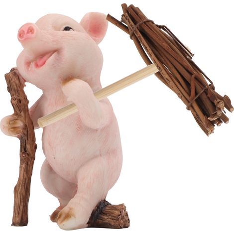 Pig Statue Resin Materials Textured Exquisite Cute Pig Ornament for Shelf Desk Window Patio Decoration (1/5)