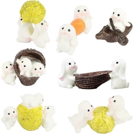 Lot de 7 figurines de lapins en résine, mini-figurines de lapins, mini-figurines de lapins de Pâques, décorations de jardin en forme de lapin (1/5)
