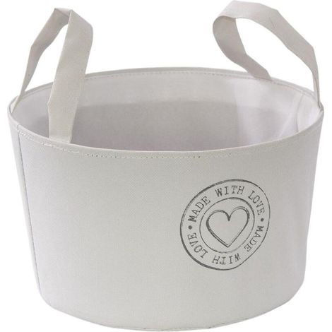 Vaschetta con manici in tessuto bianco, Ø25H15 cm (kit da 5) (1/2)