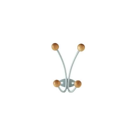 Porte manteaux double - Décor : Gris clair - Hauteur : 135 mm - Largeur : 87 mm - Matériau : Acier / Bois - Profondeur : 46 mm - SIRO (1/3)