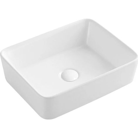 Lavabo da appoggio bianco lucido 480x370x130 mm con piletta inclusa (1/3)