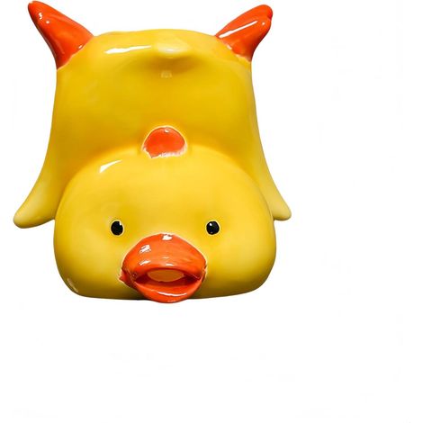 Selbstklebender Zahnbürstenhalter in Entenform aus Keramik, 2 Größen und Farben zur Auswahl, glänzende Oberfläche, niedliches Design für Badezimmer oder Wohnzimmer (Großes elektrisches Zahnbürstenmode