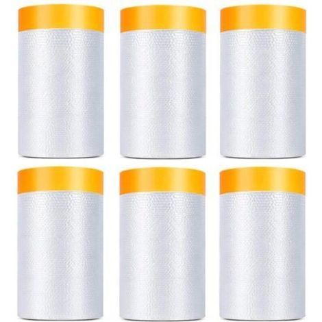 – Pack de 6 rubans de masquage pré-encollés 55 cm x 20 m – Résistant aux déchirures – Protection contre la poussière pour peinture automobile (1/3)