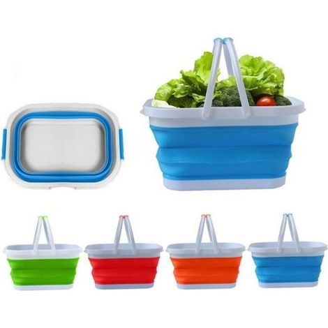 TRADE SHOP - Cesto Pieghevole In Silicone Multiuso Bagno Cucina Pic Nic Alimenti 38x27x19cm - (1/5)