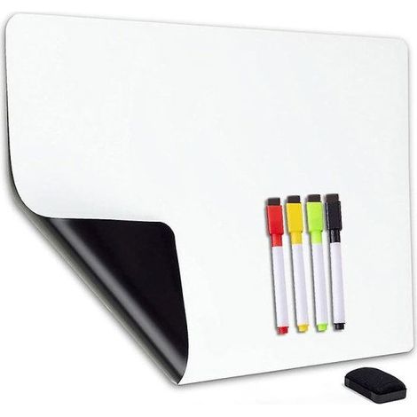 Tableau blanc magnétique avec 4 marqueurs effaçables à sec, idéal pour bureau, école ou maison, surface lisse et durable