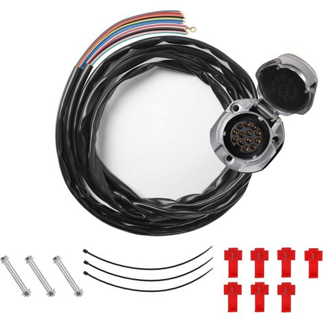 Prise de Remorque 13 Pôles, avec Câble Multipolaire de 2 Mètres Adaptateur Électrique Boîtier Étanche en Fonte d'Aluminium pour Remorque Camion Camping-Car (1/5)