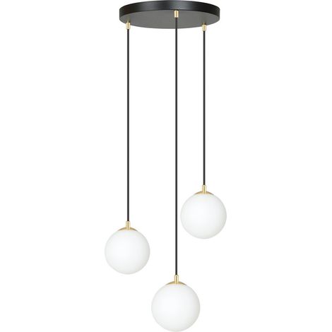 Lampada a Sospensione Royal, Acciaio verniciato a polvere, Vetro, Nero, Oro, Bianco, 40x100x40 cm (1/5)