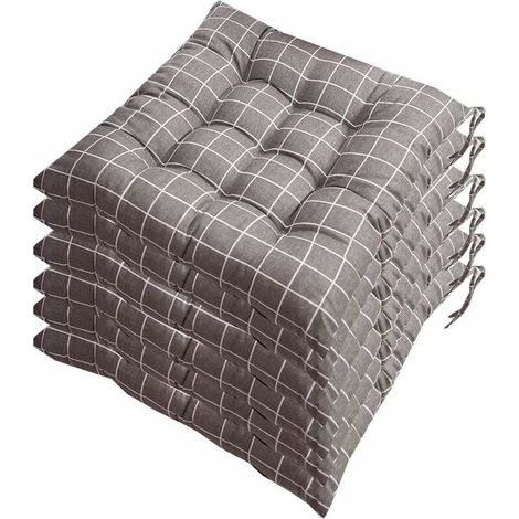 Tigrezy-Lot de 6 galettes de Chaise 40x40, Coussin décoratif Coussin Coussin de Chaise Coussins de Jardin 12 surpiqûres en Un Motifs différents, Polyester