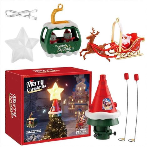 Carrousel de Noël classique rotatif avec musique et lumières pour une utilisation intérieure/extérieure, décorations de Noël (1/5)