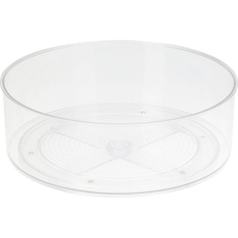 Organisateur de réfrigérateur rotatif, transparent, rond, en plastique, 23 cm, 1 pièce.