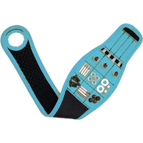 Bracelet Magnétique Bracelet Magnétique Pour Homme Outils Gadgets Ceinture d'Outils Pochette d'Outils Ajustable Multi-Poches Outil De Travail Organisateur De Rangement d'Outils (Bleu) (1/4)