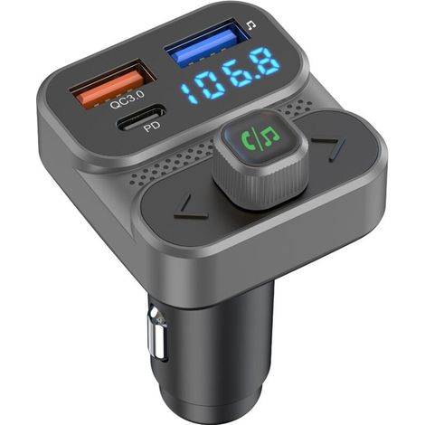 Bluetooth Voiture, Transmetteur FM Bluetooth 5.3 avec PD 36W + Double USB Charge Rapide Allume Cigare Bleutooth, Adaptateur Radio Kit Main Libre Voiture sans Fil, Son HiFi & Assistant Vocal (1/4)