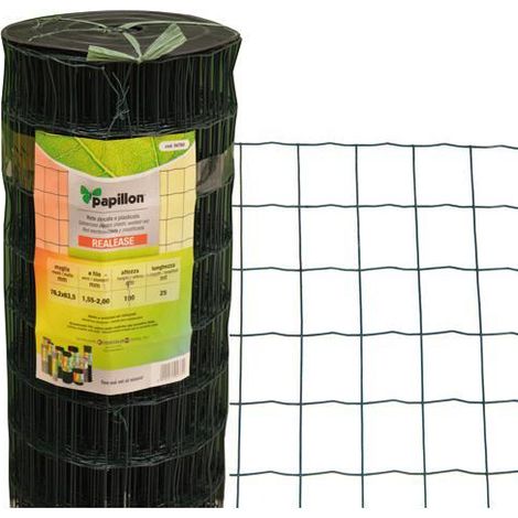 RETE Zincata PLASTICATA SGS PAPILLON mod. RELEASE 76X63 mm H180 cm Rotolo 25 mt