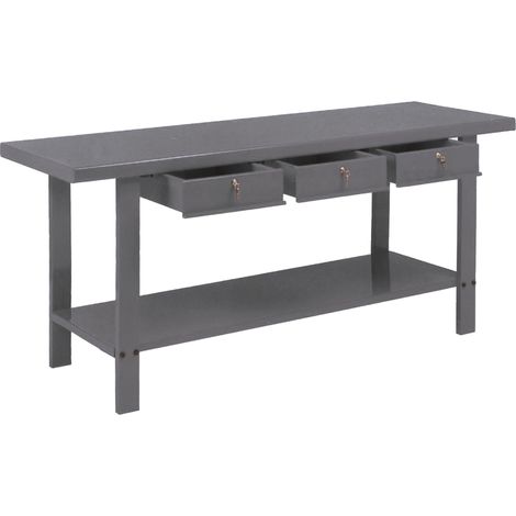Banco da lavoro 200 cm con 3 cassetti Grigio GR72-G DERBY