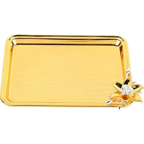 Plateau de service rectangulaire style européen luxe floral pour salon hôtel restauration plateau or décoratif (1/5)