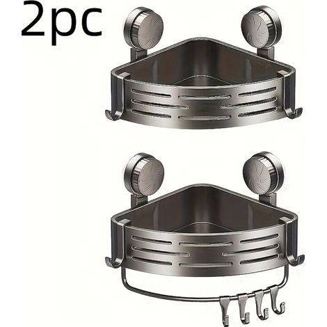 Lot de 2 paniers triangulaires à ventouses pour salle de bain (1/4)