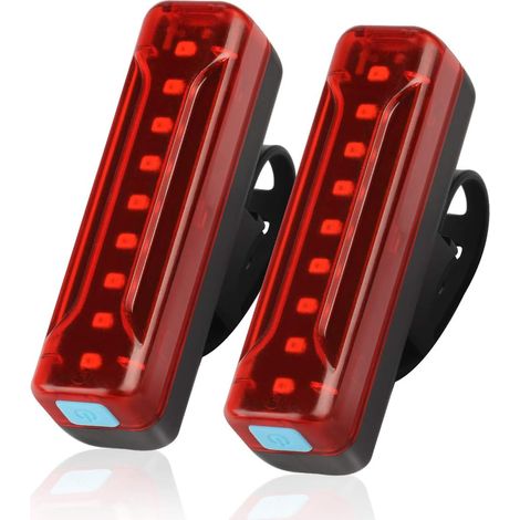 Set mit 2 per USB aufladbaren Fahrradrücklichtern, 1200 mAh, 50 Stunden Akkulaufzeit, ultrahelle LEDs, 5 Beleuchtungsmodi, IPX5 wasserdicht (1/4)