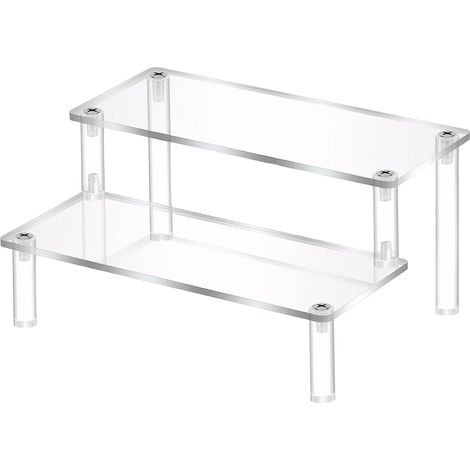 Présentoir en Acrylique Transparent, Présentoir Acrylique à 2 Niveaux, Support Figurine pour Présentation, pour Figurine, Parfums, Vernis à Ongles, Poupée, Cosmétiques (1/5)