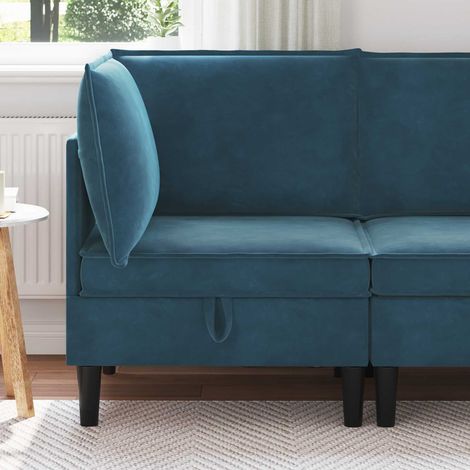 Sofá Esquinero con Almacenamiento Azul Terciopelo (1/5)