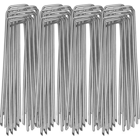Piquets d'ancrage robustes Ulisem, lot de 100, pour désherbage, pieux de jardin, clôture, jardin (2,5 x 4 x 200 mm) (1/4)