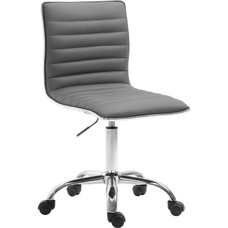 Sgabello da lavoro di design con ruote cuciture orizzontali altezza regolabile e ruote in PVC grigio 100008361
