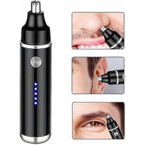 Tondeuse à poils de nez et d'oreilles à double lame, précision indolore, rechargeable par USB, facile à nettoyer avec accessoire pour sourcils, outil de soin compact et idéal pour les voyages (1/5)