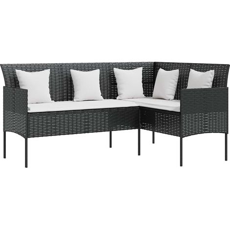 Maison Exclusive - Divano a Forma di L con Cuscini in Polyrattan Nero (1/5)