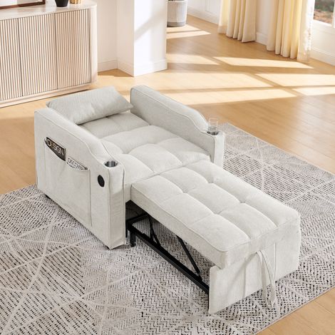 Sessel Schlafsessel klappbar 190 cm Holz Stoff OKMYHOME (1/5)