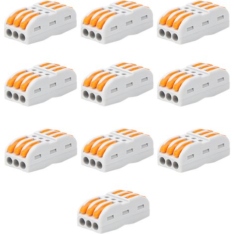 Lot de 10 connecteurs de câble 3P à pression sans soudure pour fils 28-14 AWG, bornier de raccordement électrique. (1/5)
