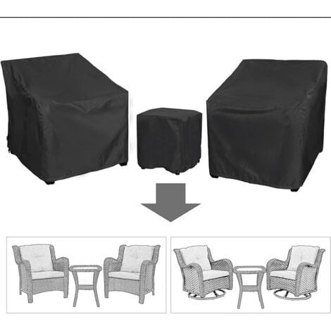 Ensemble de 3 housses de meubles d'extérieur pour canapé, fauteuil et table basse en tissu Oxford robuste, protection imperméable et coupe-vent pour cour, jardin (1/4)