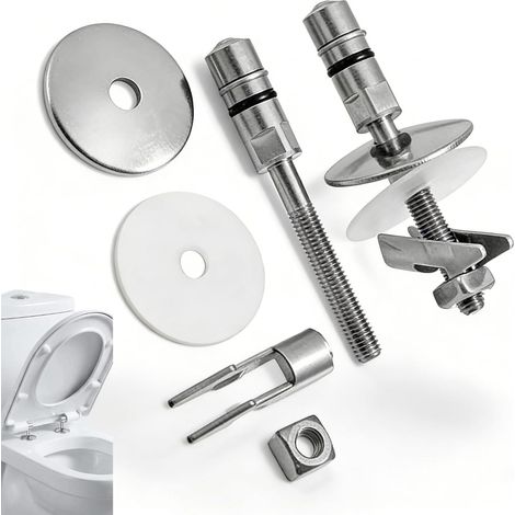 Lot De 2 Charnières En Acier Inoxydable Pour Siège De Toilette, Compatibles Haro & LUVETT, Vis M6 X 71,5 Mm - Accessoire Salle De Bain Durable (1/5)