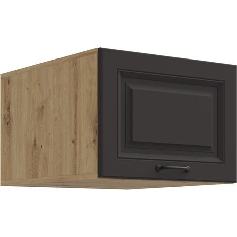 Aufsatzschrank Hochschrank 50 cm STILO Grau + Eiche Artisan Küchenzeile Küchenblock Küche Landhaus (1/5)