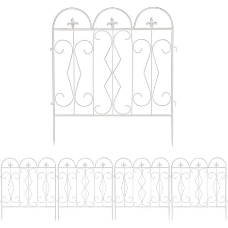 Valla de jardín, hierro revestido, 5 piezas, 61 x 70 cm (1/2)